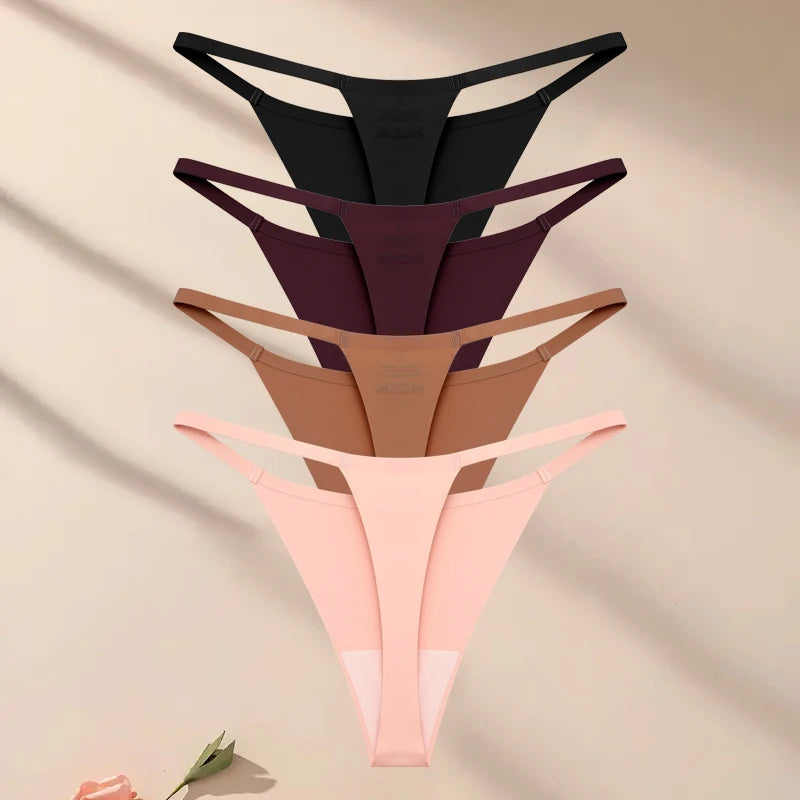 Kit Calcinhas Luna – 4 Peças Ultra-Finas Tanga Sem Costura Aparente