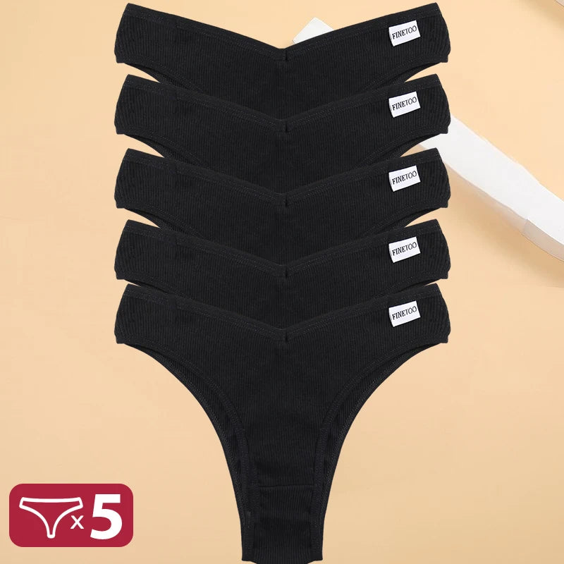 Kit Calcinhas Isabela – 5 Peças Algodão Bikini Cintura Baixa