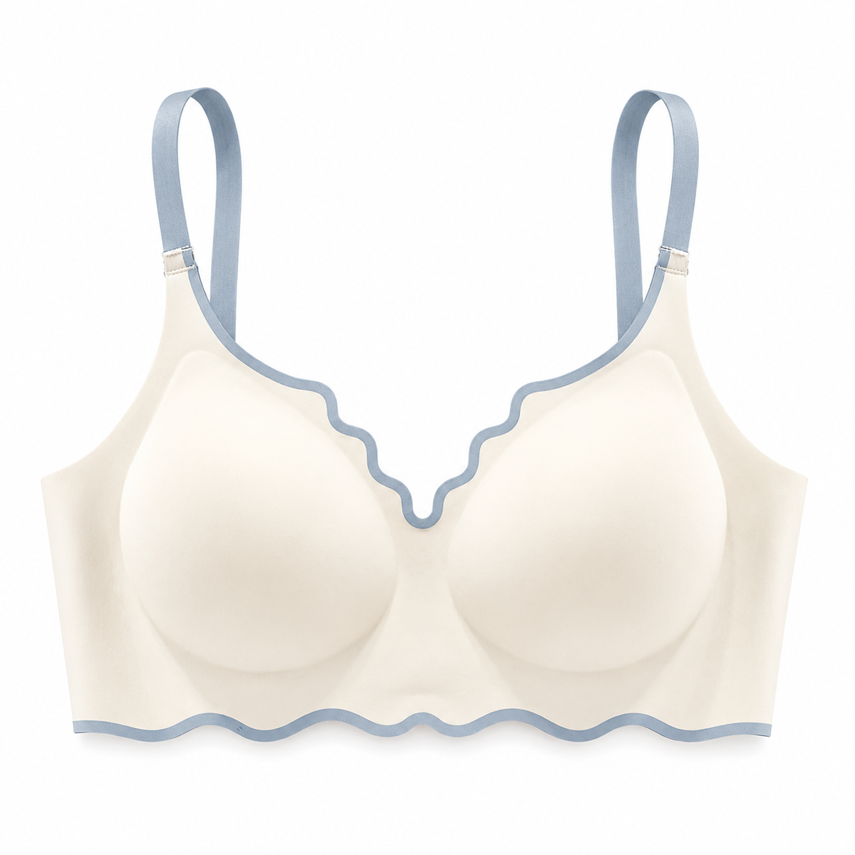 Sutiã Rubi Sem Aro Push-Up Copa 3/4 com Borda Ondulada Bicolor