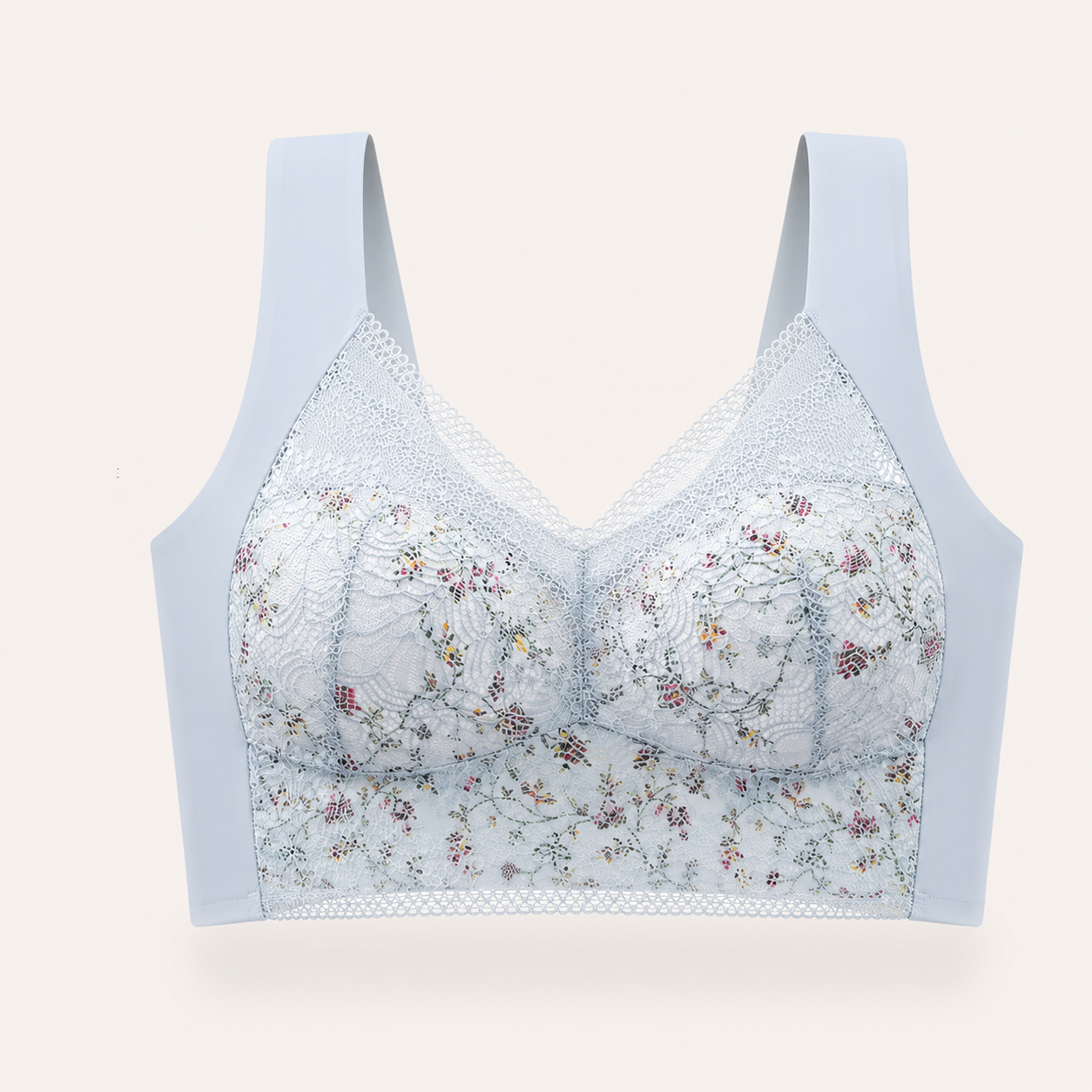 Sutiã Mônica - Sem Aro Ice Silk com Renda Floral Full Cup Plus Size