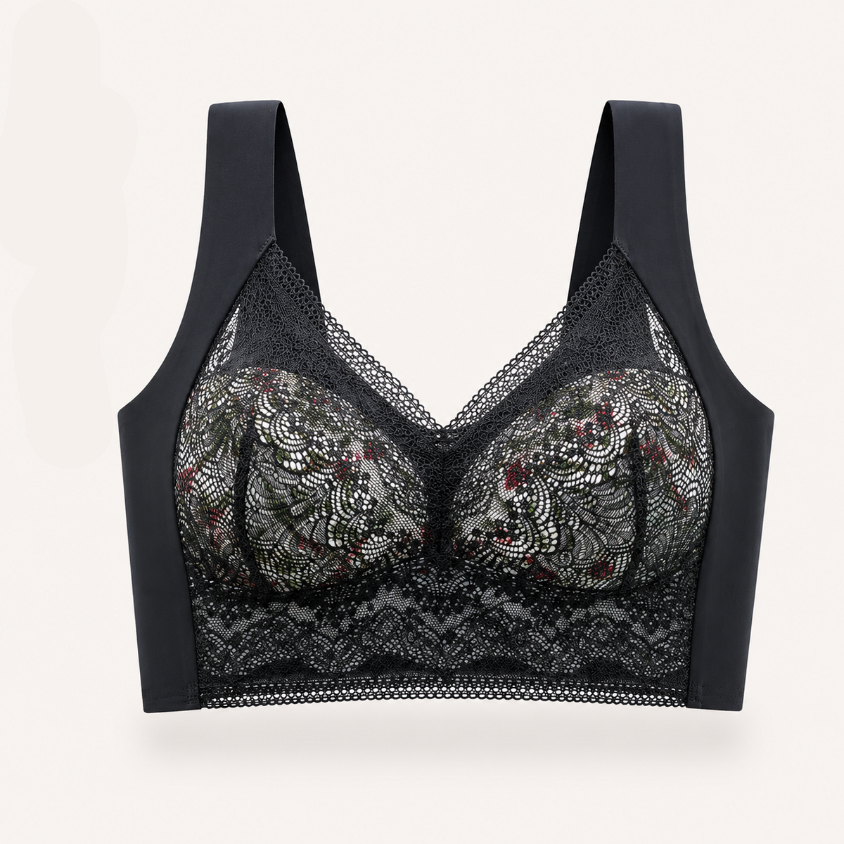 Sutiã Mônica - Sem Aro Ice Silk com Renda Floral Full Cup Plus Size