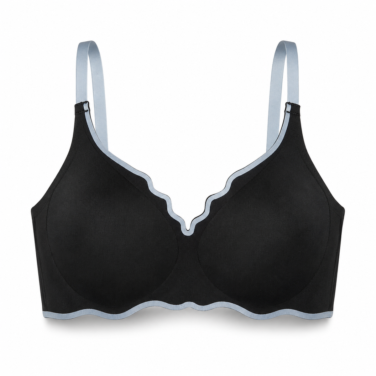 Sutiã Rubi Sem Aro Push-Up Copa 3/4 com Borda Ondulada Bicolor