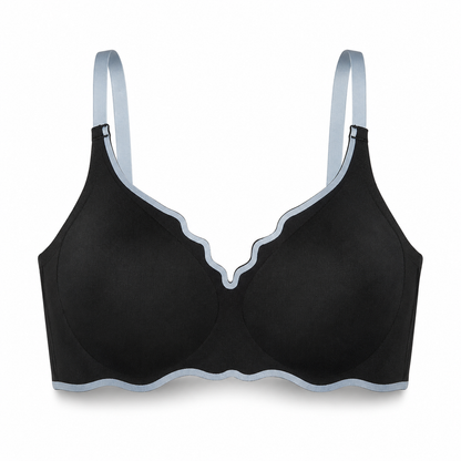 Sutiã Rubi Sem Aro Push-Up Copa 3/4 com Borda Ondulada Bicolor