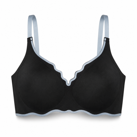 Sutiã Rubi Sem Aro Push-Up Copa 3/4 com Borda Ondulada Bicolor