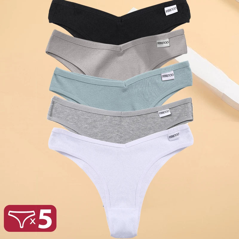 Kit Calcinhas Isabela – 5 Peças Algodão Bikini Cintura Baixa