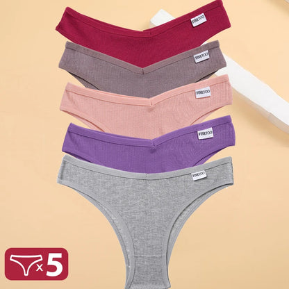 Kit Calcinhas Isabela – 5 Peças Algodão Bikini Cintura Baixa