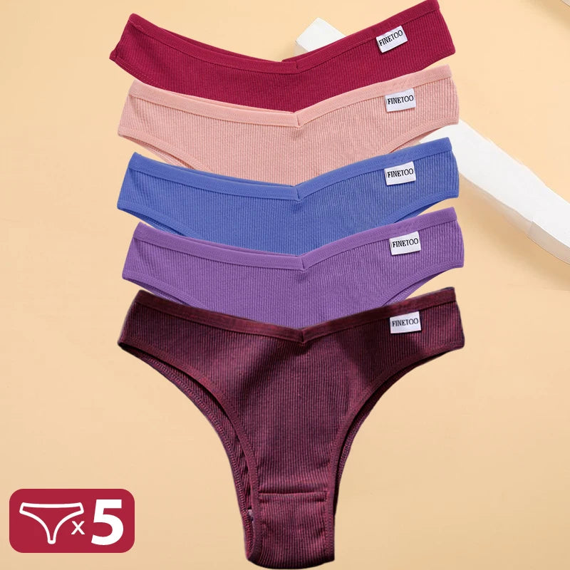 Kit Calcinhas Isabela – 5 Peças Algodão Bikini Cintura Baixa