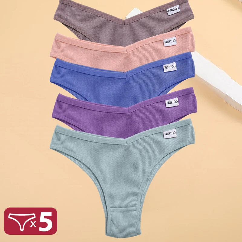 Kit Calcinhas Isabela – 5 Peças Algodão Bikini Cintura Baixa