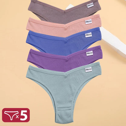 Kit Calcinhas Isabela – 5 Peças Algodão Bikini Cintura Baixa
