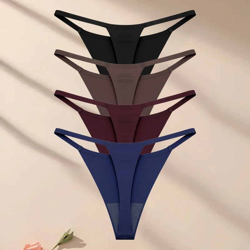 Kit Calcinhas Luna – 4 Peças Ultra-Finas Tanga Sem Costura Aparente