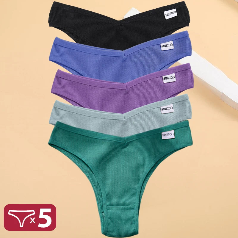 Kit Calcinhas Isabela – 5 Peças Algodão Bikini Cintura Baixa