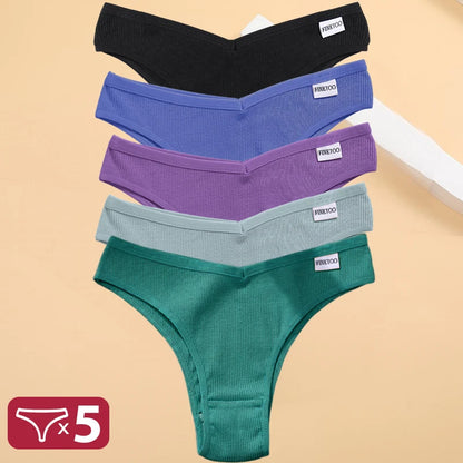 Kit Calcinhas Isabela – 5 Peças Algodão Bikini Cintura Baixa
