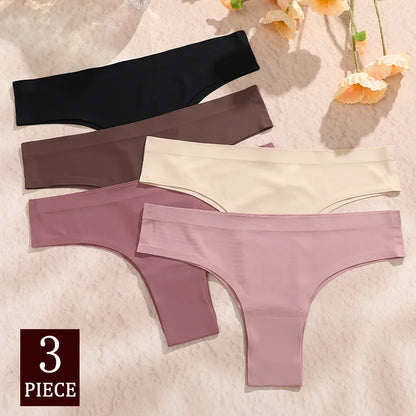 Kit Calcinhas Clara – 3 Peças Seamless Estilo Maillard Cintura Baixa