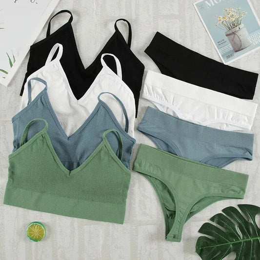 Conjunto Lara Bralette e Calcinha G-String Seamless Sem Aro