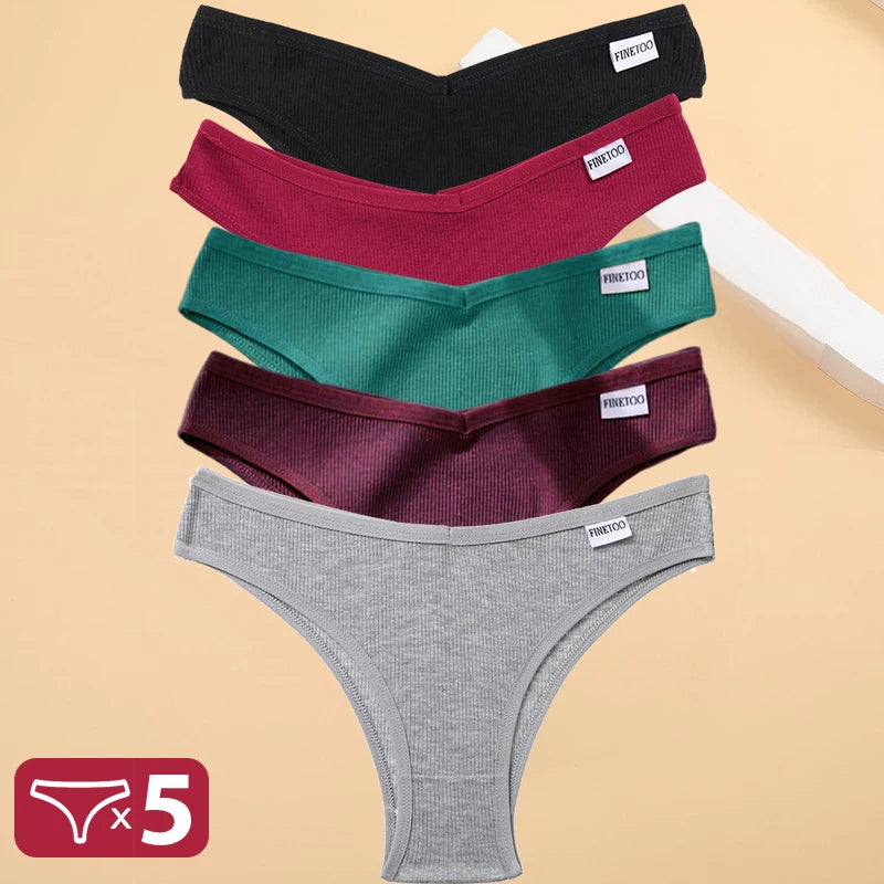 Kit Calcinhas Isabela – 5 Peças Algodão Bikini Cintura Baixa