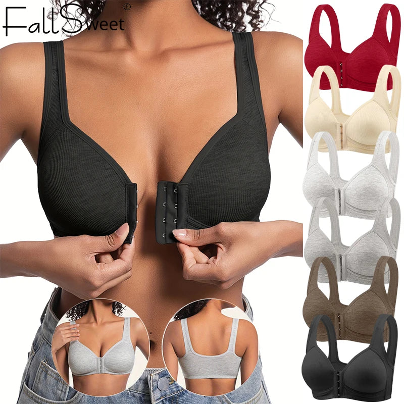 Sutiã Sem Aro com Fechamento Frontal por Colchetes Full Cup - Conforto Diário Sem Costura