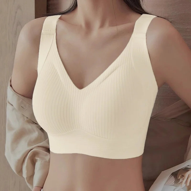 Sutiã Nadir Sajô - Sem Aro, Sem Costura, Canelado, Decote V, Plus Size
