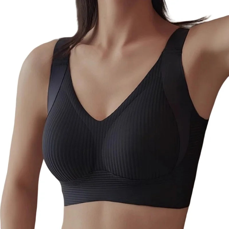 Sutiã Nadir Sajô - Sem Aro, Sem Costura, Canelado, Decote V, Plus Size