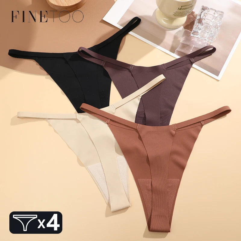 Kit Calcinhas Luna – 4 Peças Ultra-Finas Tanga Sem Costura Aparente