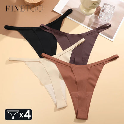 Kit Calcinhas Luna – 4 Peças Ultra-Finas Tanga Sem Costura Aparente