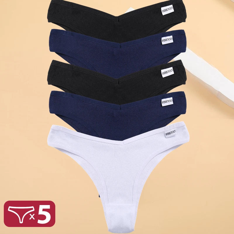 Kit Calcinhas Isabela – 5 Peças Algodão Bikini Cintura Baixa