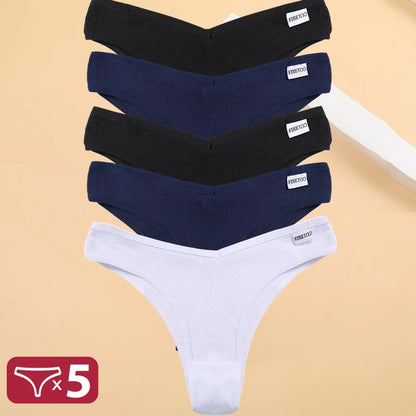 Kit Calcinhas Isabela – 5 Peças Algodão Bikini Cintura Baixa