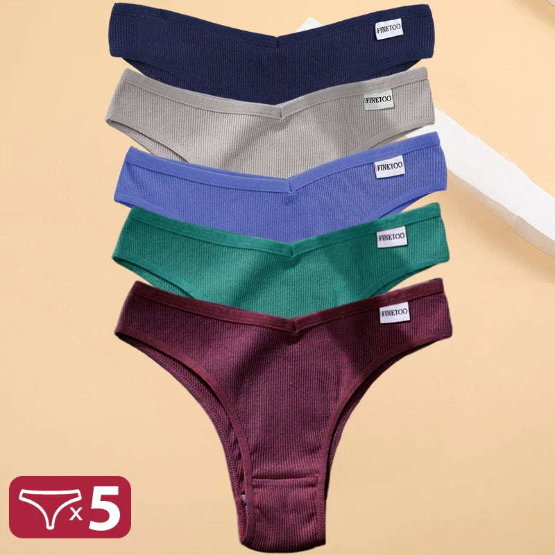 Kit Calcinhas Isabela – 5 Peças Algodão Bikini Cintura Baixa