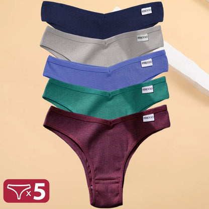 Kit Calcinhas Isabela – 5 Peças Algodão Bikini Cintura Baixa