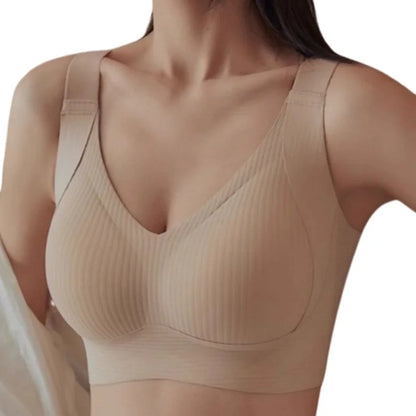 Sutiã Nadir Sajô - Sem Aro, Sem Costura, Canelado, Decote V, Plus Size