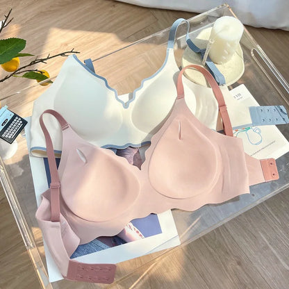 Sutiã Rubi Sem Aro Push-Up Copa 3/4 com Borda Ondulada Bicolor
