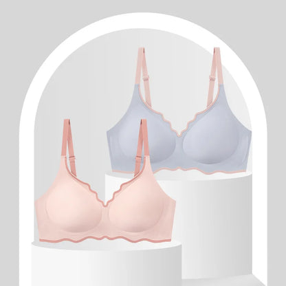 Sutiã Rubi Sem Aro Push-Up Copa 3/4 com Borda Ondulada Bicolor