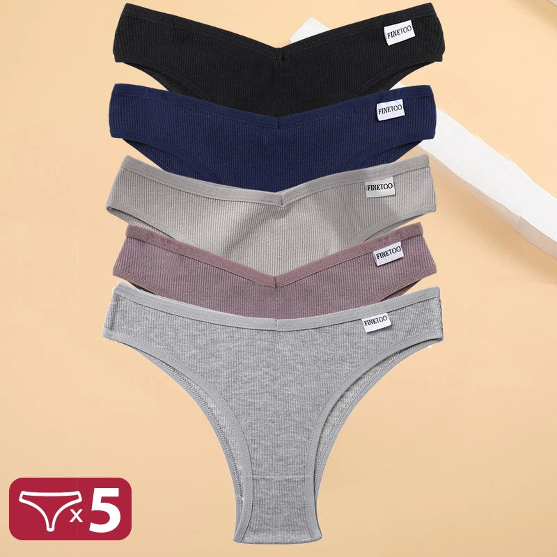 Kit Calcinhas Isabela – 5 Peças Algodão Bikini Cintura Baixa