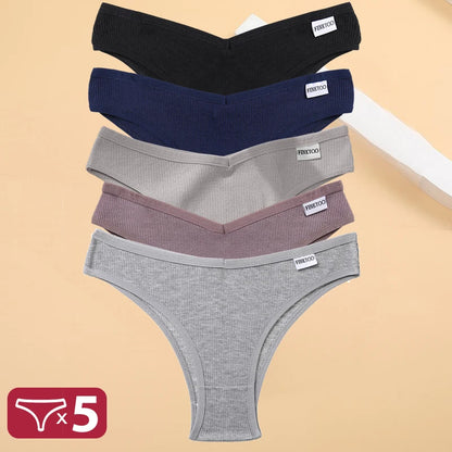 Kit Calcinhas Isabela – 5 Peças Algodão Bikini Cintura Baixa