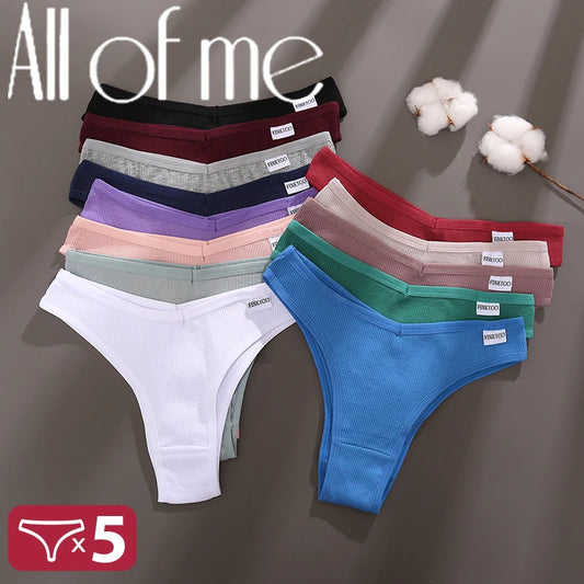Kit Calcinhas Isabela – 5 Peças Algodão Bikini Cintura Baixa