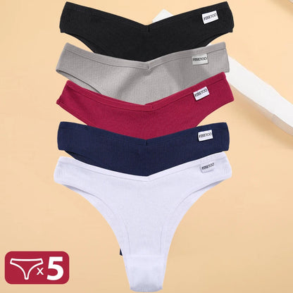 Kit Calcinhas Isabela – 5 Peças Algodão Bikini Cintura Baixa