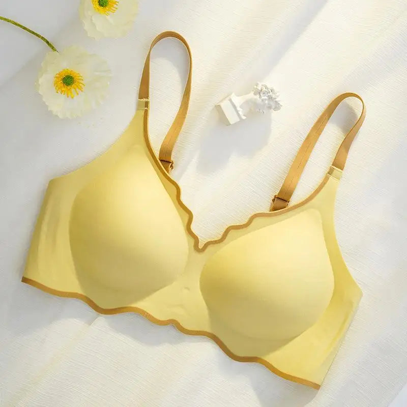 Sutiã Sem Aro Push-Up Copa 3/4 com Borda Ondulada Bicolor - Sem Costura e Sem Marca