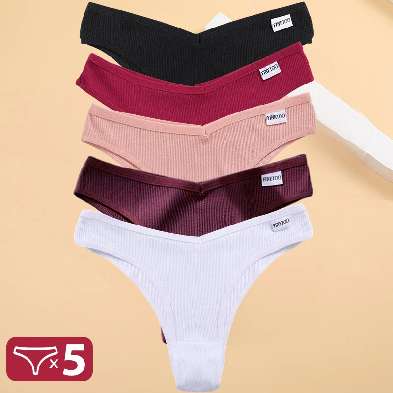 Kit Calcinhas Isabela – 5 Peças Algodão Bikini Cintura Baixa