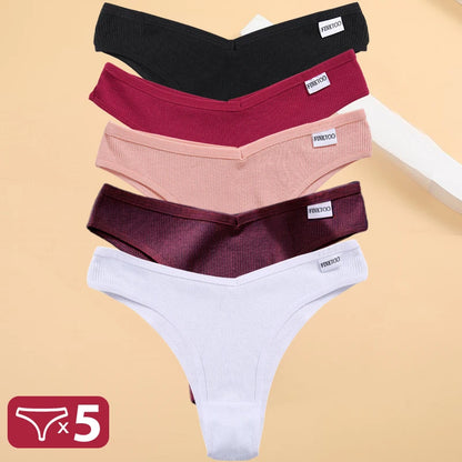 Kit Calcinhas Isabela – 5 Peças Algodão Bikini Cintura Baixa