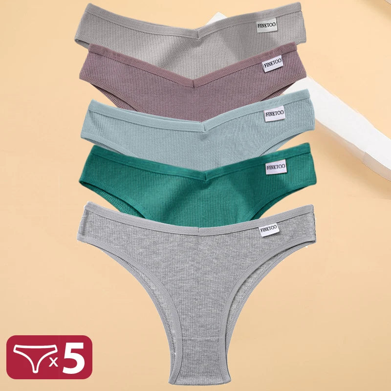 Kit Calcinhas Isabela – 5 Peças Algodão Bikini Cintura Baixa