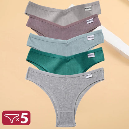 Kit Calcinhas Isabela – 5 Peças Algodão Bikini Cintura Baixa