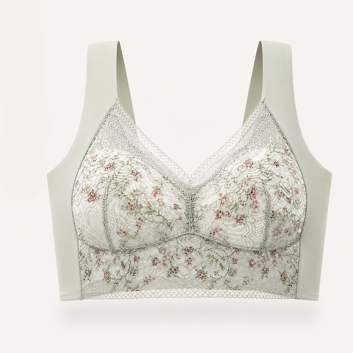 Sutiã Mônica - Sem Aro Ice Silk com Renda Floral Full Cup Plus Size