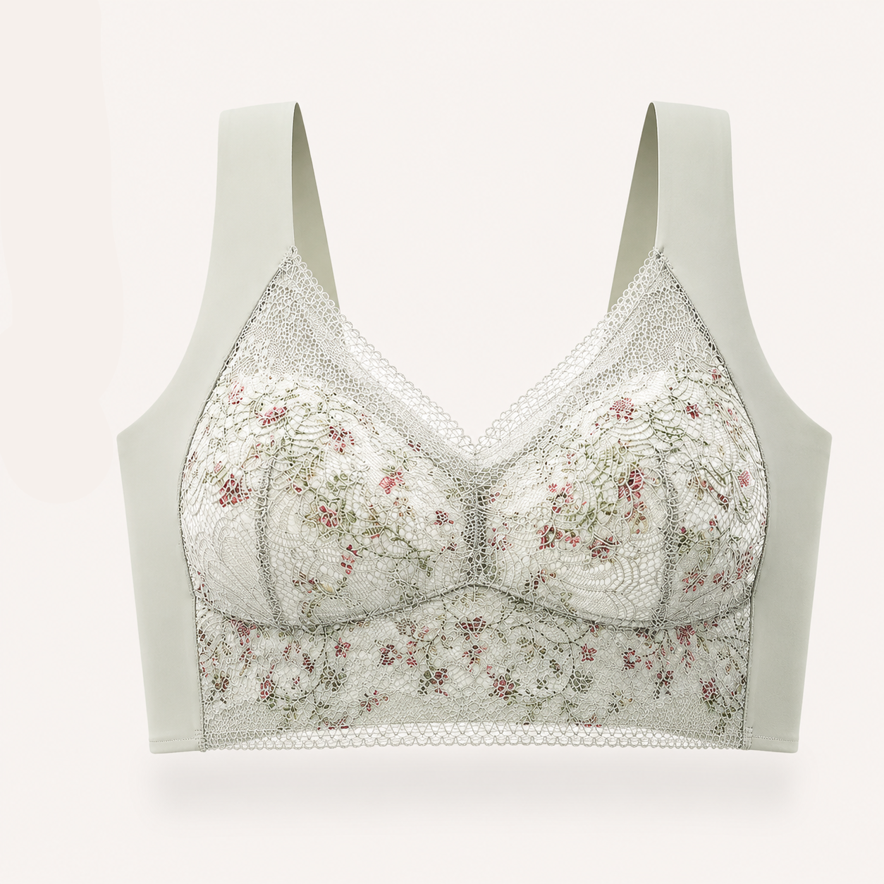 Sutiã Mônica - Sem Aro Ice Silk com Renda Floral Full Cup Plus Size